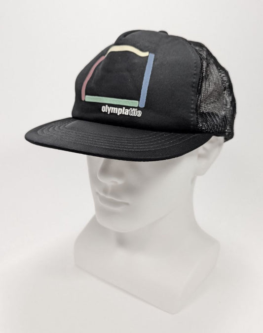 Vintage Black Olympia Tile Foam Truckers Hat Mesh Snap Back