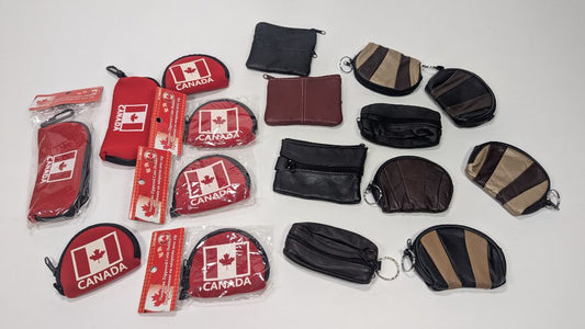 New! Old Stock Leather + Canada Soft Pouch Change Purses - 17 Pcs / Selling Together