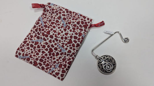 New! Deco Rose Handbag Hook with Tags + Carry Pouch