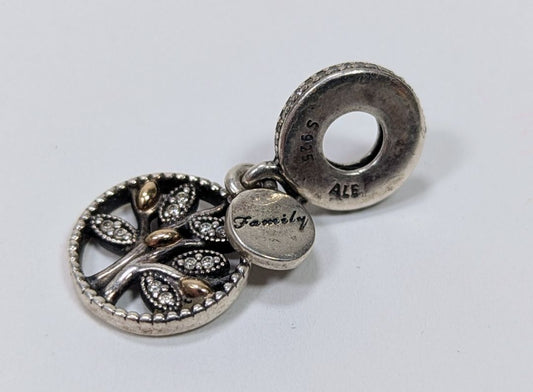 Pandora Silver + 14k Gold Family Heritage Tree Charm 791728CZ Two Tone