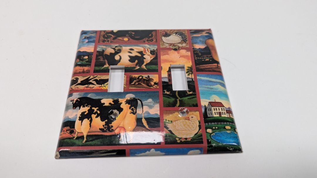 Set of 2 Vintage Cow Farm Light Switch Toggle Switch Plates