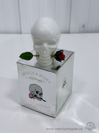 Ed Hardy Skulls Roses Eau De Parfum 75ml Skull Bottle with Box 80% Full