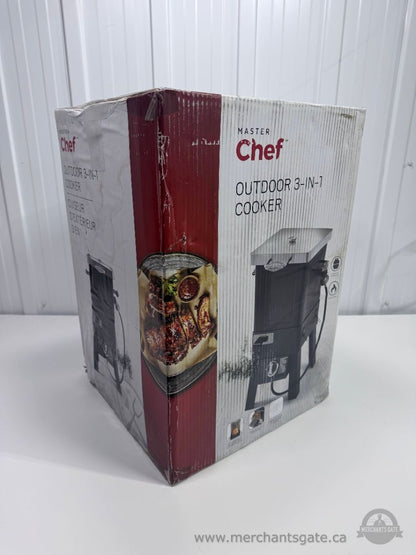 New Master Chef Outdoor 3 In 1 Cooker Propane Smoker Fryer Roaster Grill