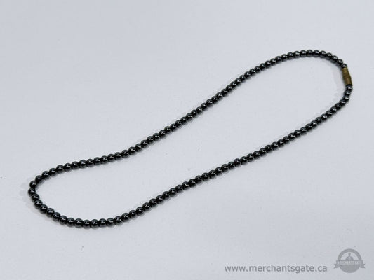 Black Beaded Necklace Stone Ball Chain 16" Minimalist Jewelry