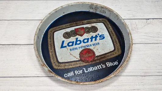 Vintage 13" Deep Dish Labatt's Call for Blue Metal Beer Tray
