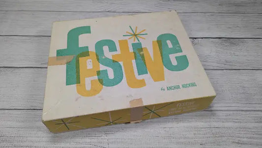 Vintage Anchor Hocking Gay Nineties Drinking Glasses Set Original Box NOS 1960s