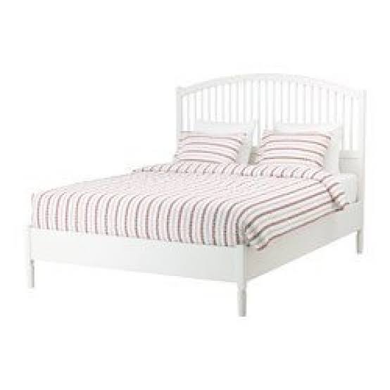 IKEA TYSSEDAL King Size White Bed Frame with Curved Spindle Headboard
