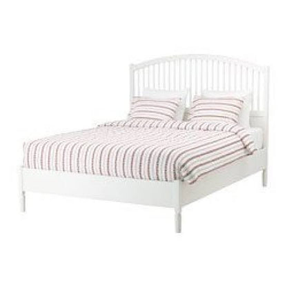 IKEA TYSSEDAL King Size White Bed Frame with Curved Spindle Headboard