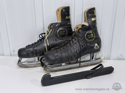 Vintage Daoust Canada Mens Size 10 Hockey Skates Leather Boots Tube Blades Guards