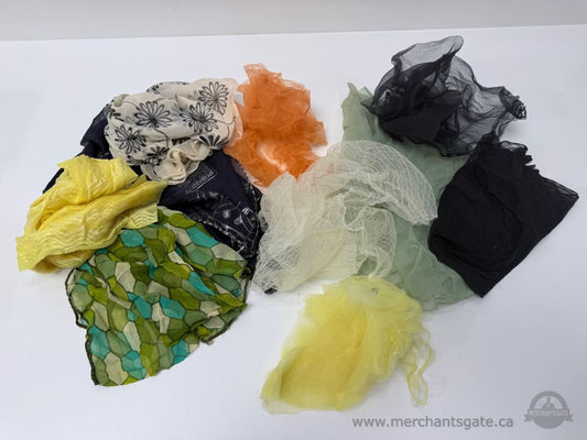 Vintage 1980s Sheer Scarf Lot Assorted Colors Textures and Patterns