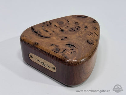 Vintage Handcrafted Burl Wood Bank Signed 1989 Natural Edge Coin Bank