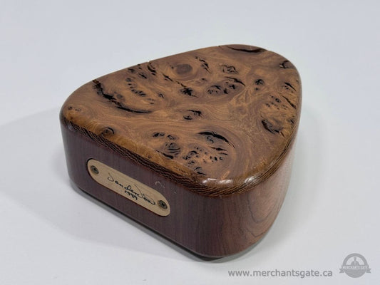 Vintage Handcrafted Burl Wood Bank Signed 1989 Natural Edge Coin Bank