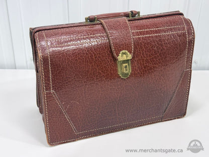 Vintage Brown Leather Briefcase Attache Case Genuine Leather Structured Bag